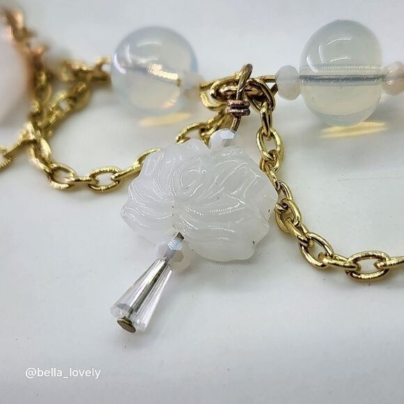 Carved White Jade Purity Cascading Handmade Layered Necklace - Picture 4 of 4